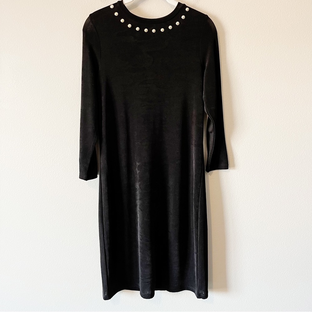 Michael Kors NWT 3/4 Sleeve Gold Studded Little Black Jersey Dress Size XS